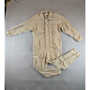 Shaina‎ Mote Painter Coverall Jumpsuit Womens Small Beige Long Sleeve 100% Linen